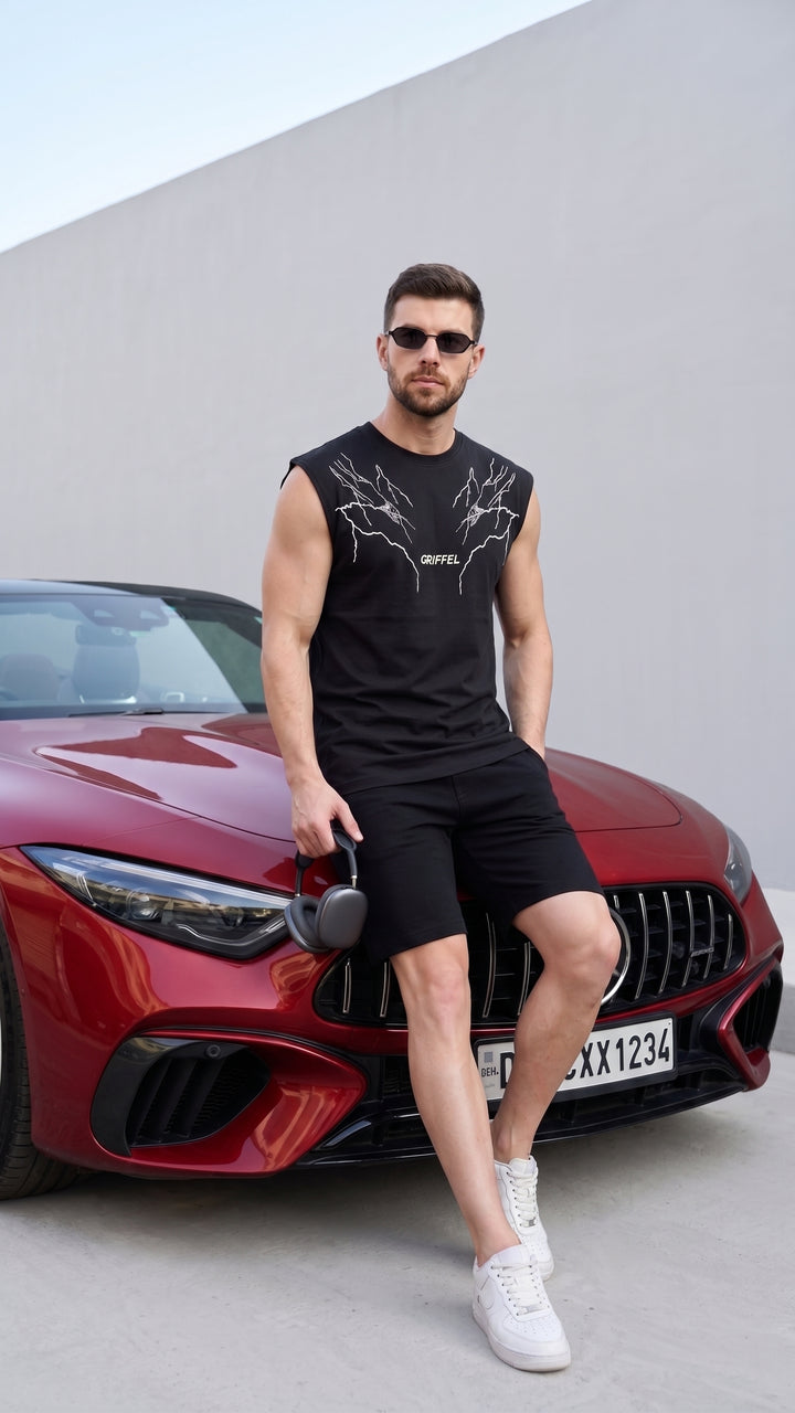 Electric Energy Cotton Black Easy Fit Tank ⚡️