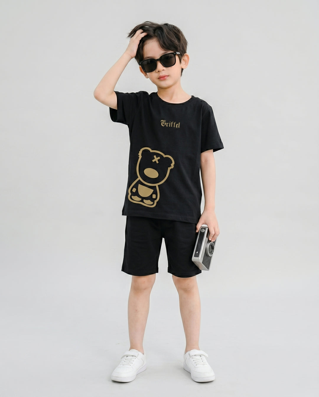 SIDE TEDDY GOLDEN OVERSIZED T-SHIRT AND SHORTS SET ! 🧸