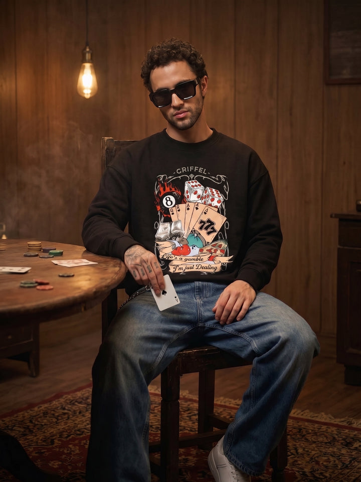 DEALER'S CHOICE Cotton Fleece Oversized Sweatshirt For Men