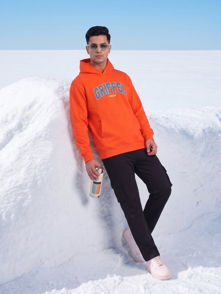 CAMPUS Oversized Cotton Fleece Orange Tracksuit For Men