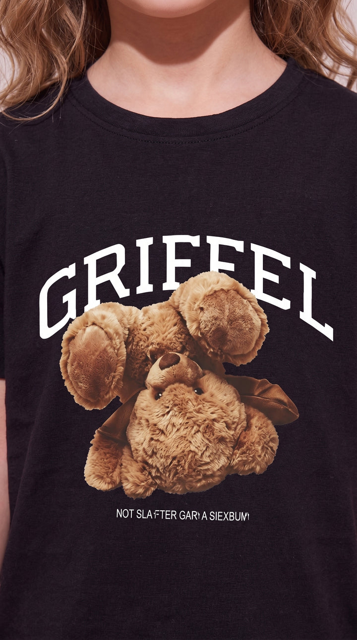 UPSIDE DOWN TEDDY GIRLS OVERSIZED T-SHIRT AND SHORTS SET 🧸