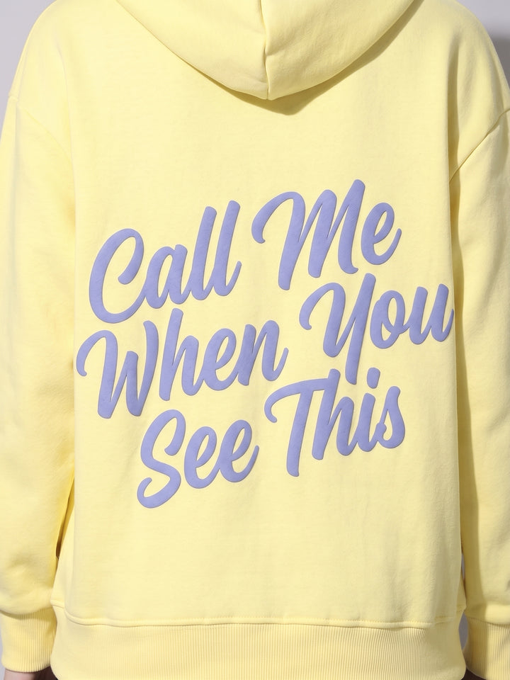 Call Me When You See This Oversized Cotton Fleece Hoodie