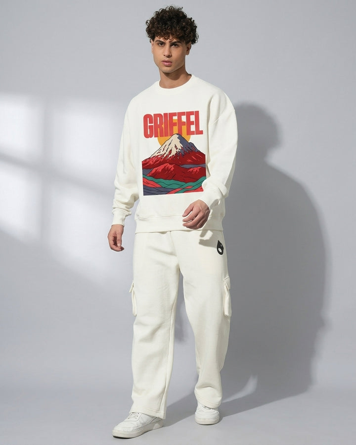 FUJI DRIFT Shot Oversized Cotton Fleece Off-White Sweatshirt