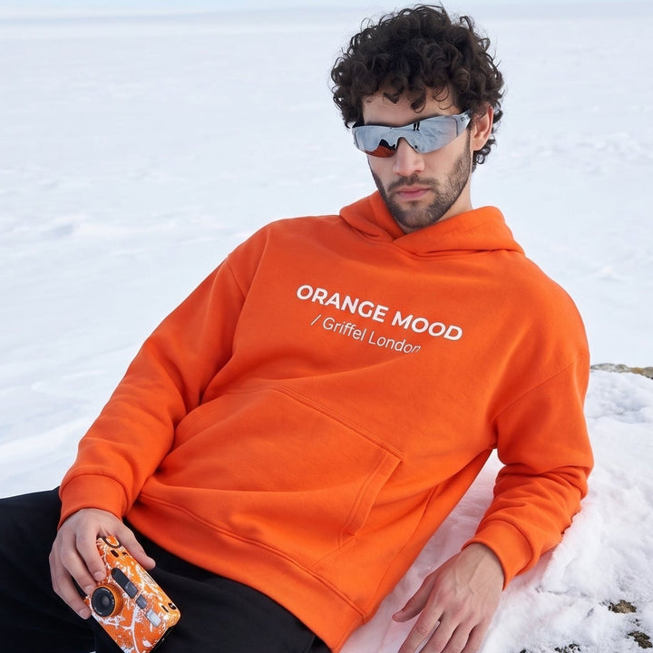 ORANGE MOOD Oversized cotton Fleece Orange Hoodie 🧡