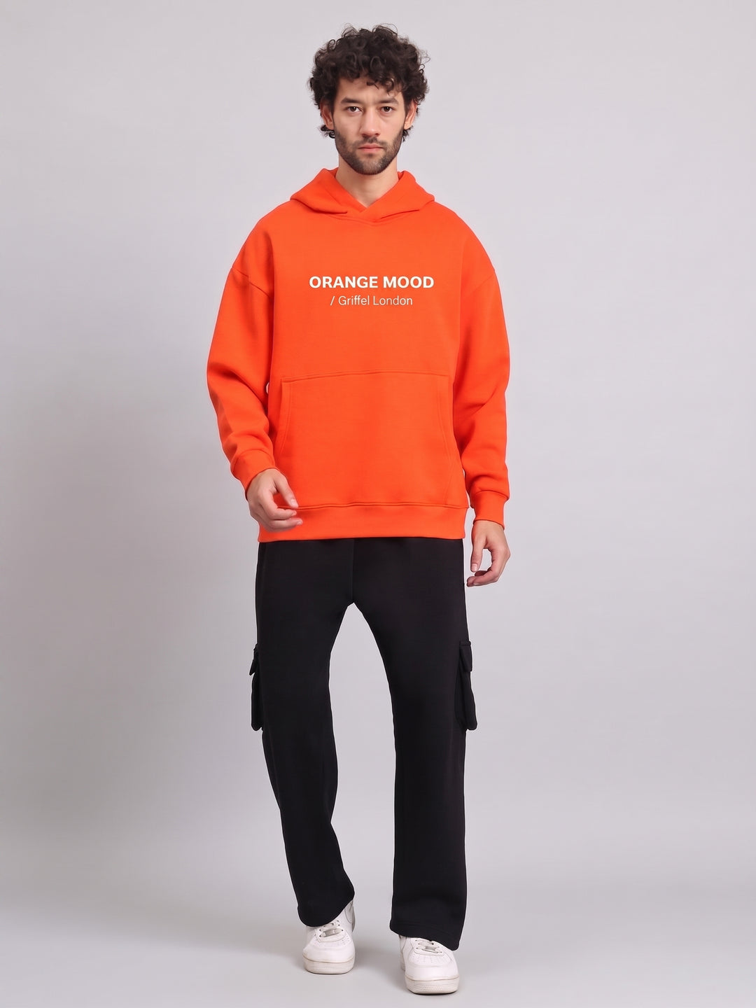 ORANGE MOOD Oversized Cotton Fleece Orange Tracksuit For Men