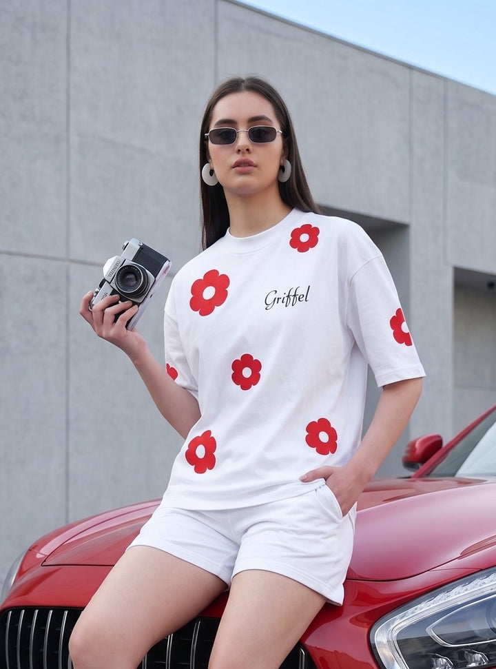 ALL OVER FLOWER OVERSIZED Cotton T-SHIRT 🌼