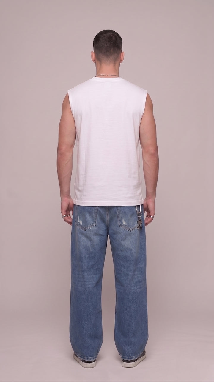 Aftershock Cotton White Easy Fit Tank 🌩️