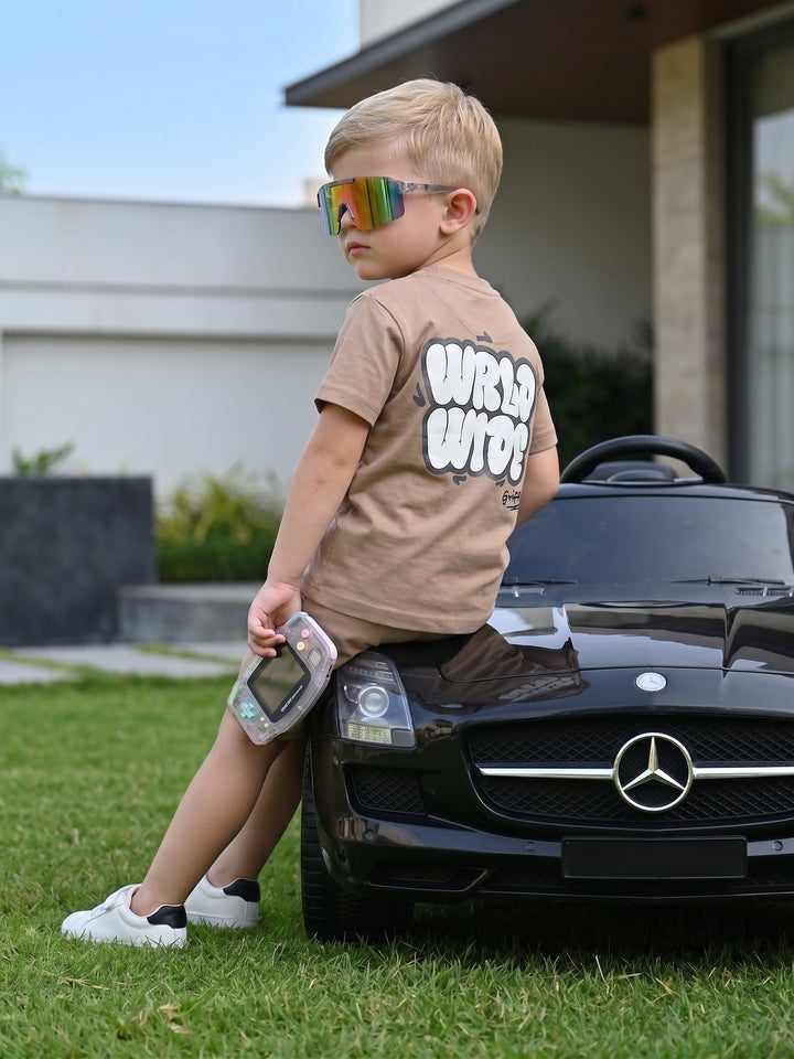 WORLDWIDE Beige BOYS T-shirt and Shorts Set 🌍