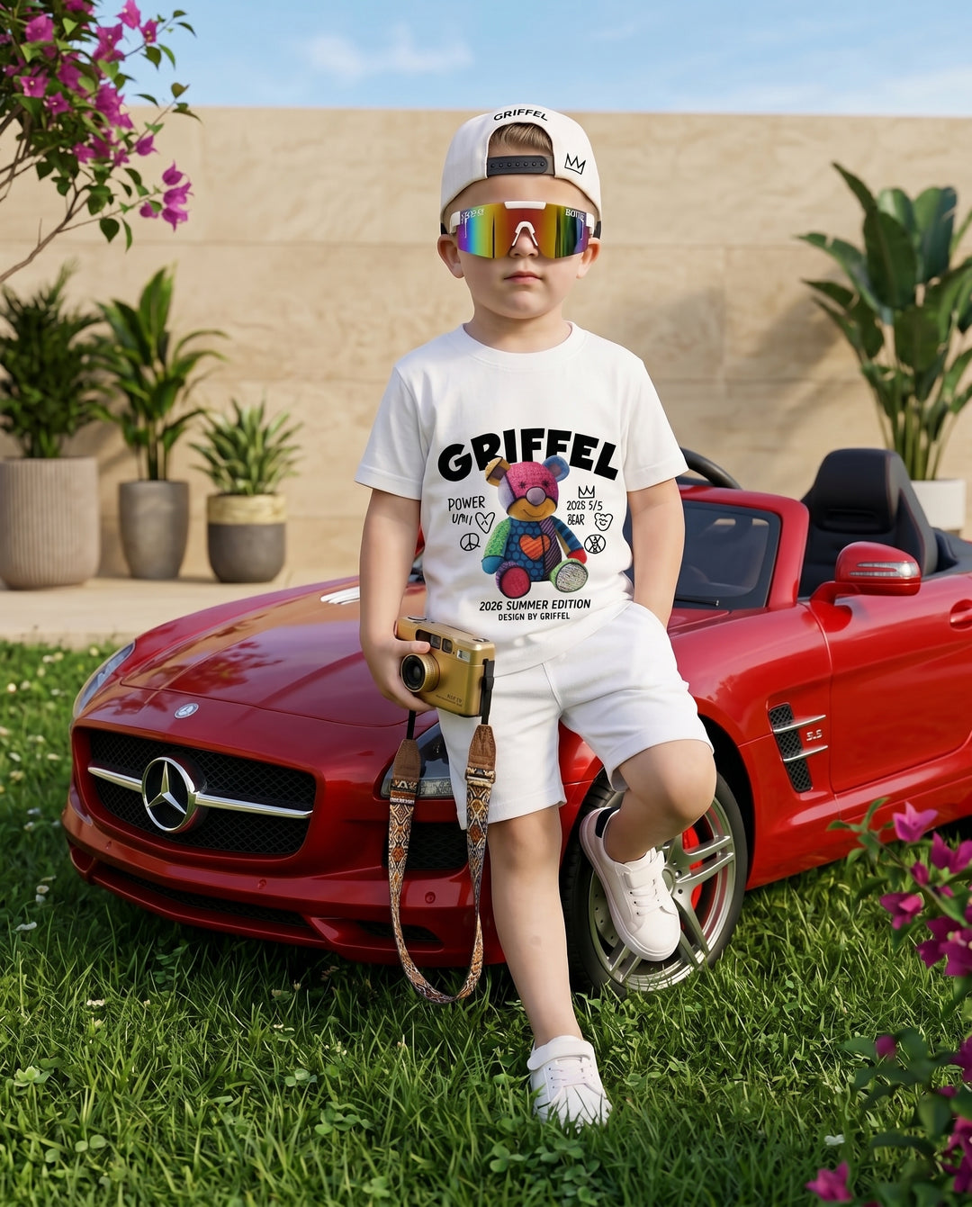Summed Teddy BOYS WHITE OVERSIZED T-SHIRT AND SHORTS SET 🐻