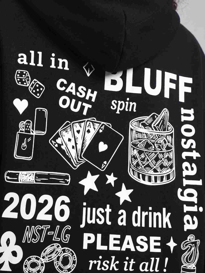 BLUFF 🎉DIWALI EDITION 🎉 Oversized Cotton Fleece Black Hoodie