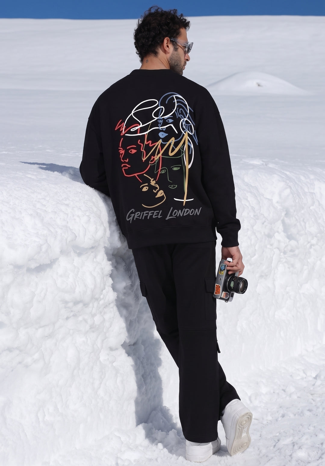Abstract Oversized cotton Fleece Sweatshirt