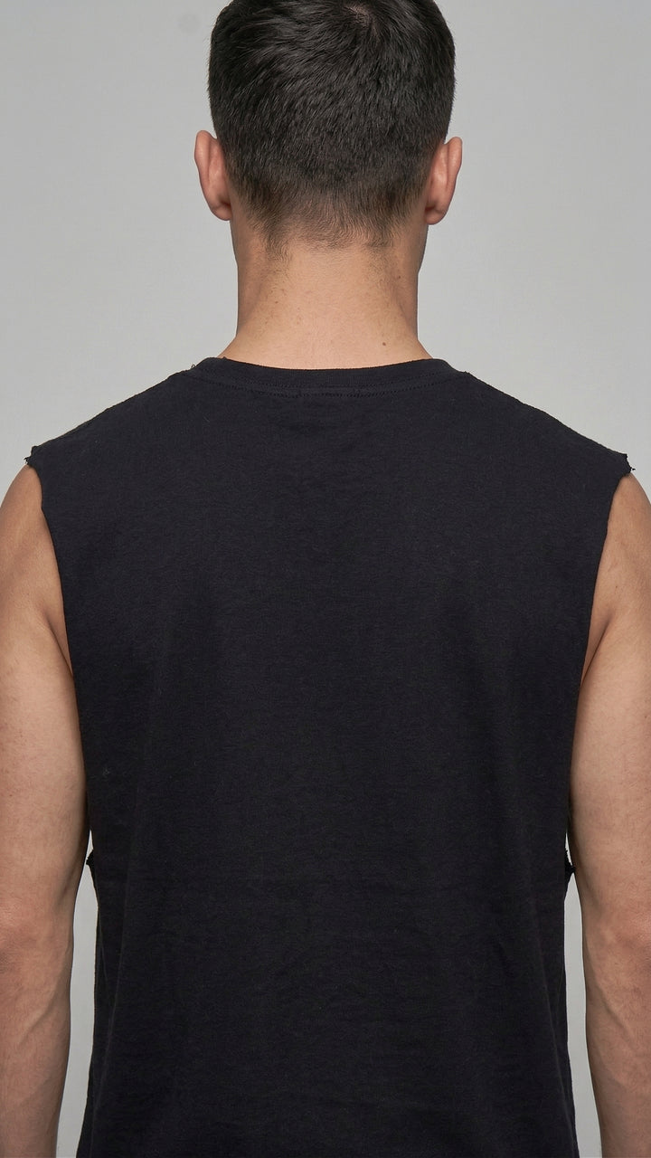 FLIPPED BEAR Cotton Black Easy Fit Tank 🧸