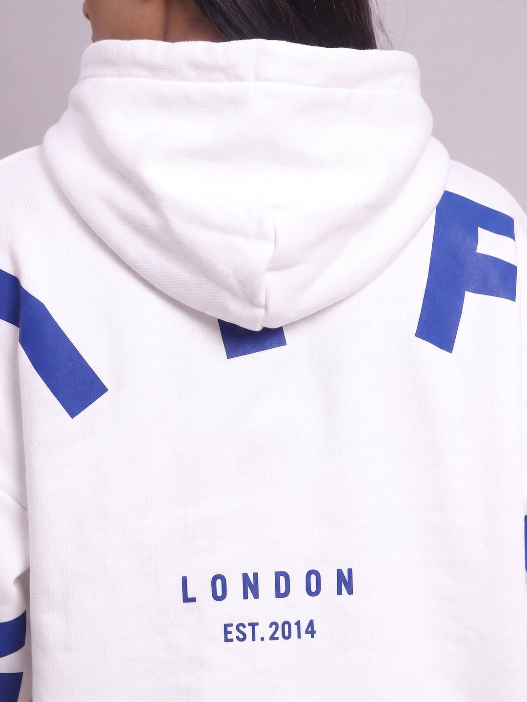BACK GRIFFEL Oversized Cotton Fleece  White Hoodie For Women 🔵