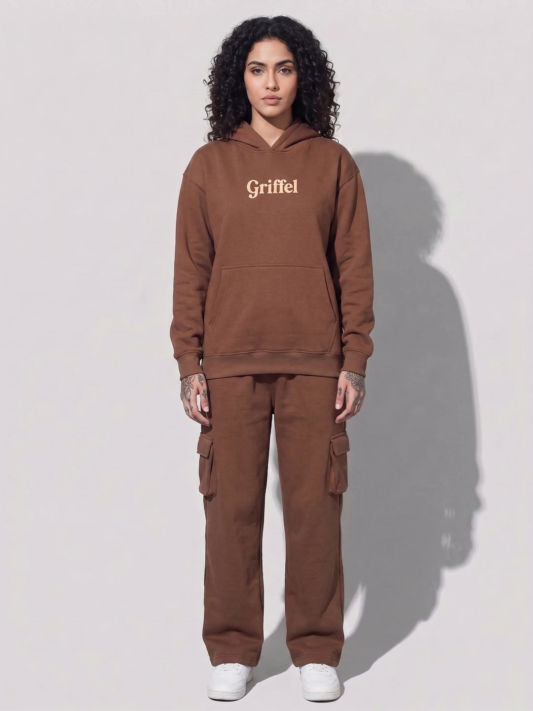 TELL ME SOMETHING GOOD Oversized Cotton Fleece BROWN Hoodie For Women
