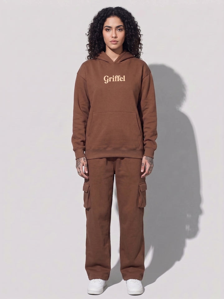 TELL ME SOMETHING GOOD Oversized Cotton Fleece BROWN Hoodie For Women