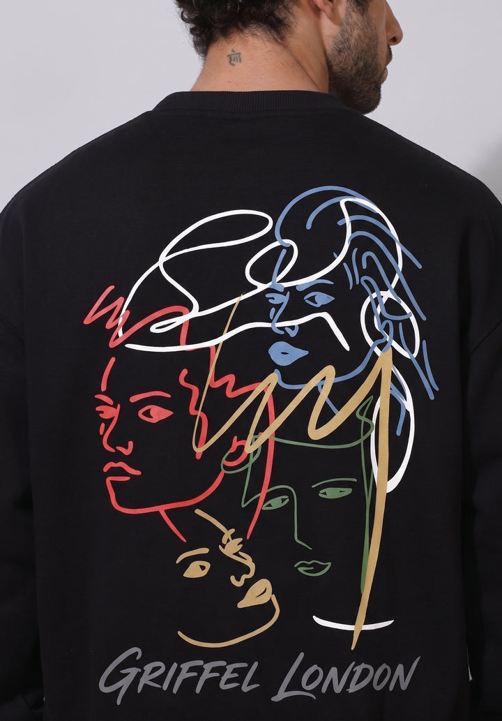 Abstract Oversized cotton Fleece Sweatshirt