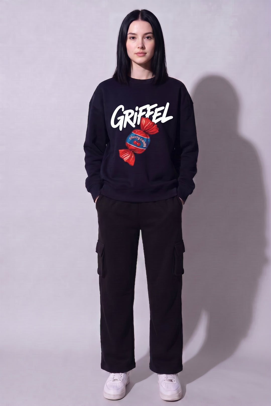 Griffel Candy Oversized Cotton Fleece Navy Blue Sweatshirt