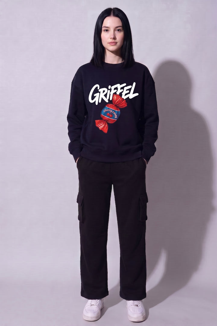 Griffel Candy Oversized Cotton Fleece Navy Blue Sweatshirt