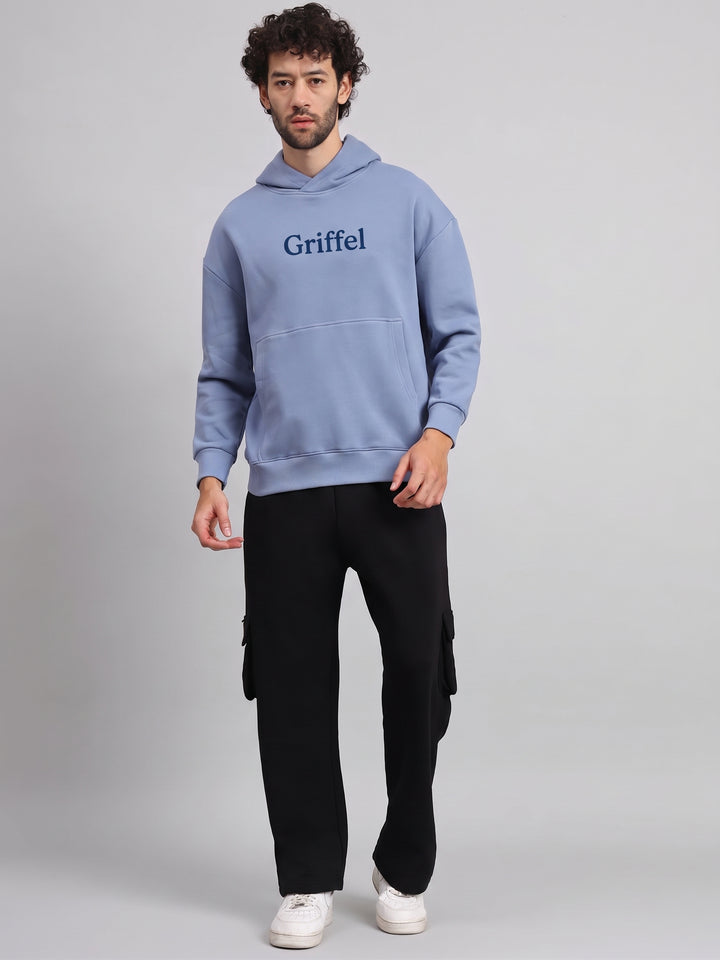 STAY SALTED Oversized cotton Fleece Skyblue Hoodie For Men