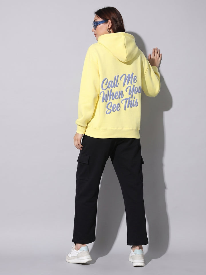 Call Me When You See This Oversized Cotton Fleece Hoodie