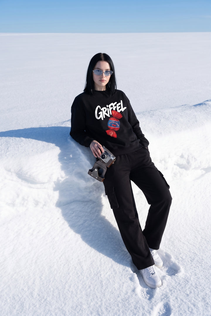 Griffel Candy Oversized Cotton Fleece Navy Blue Sweatshirt