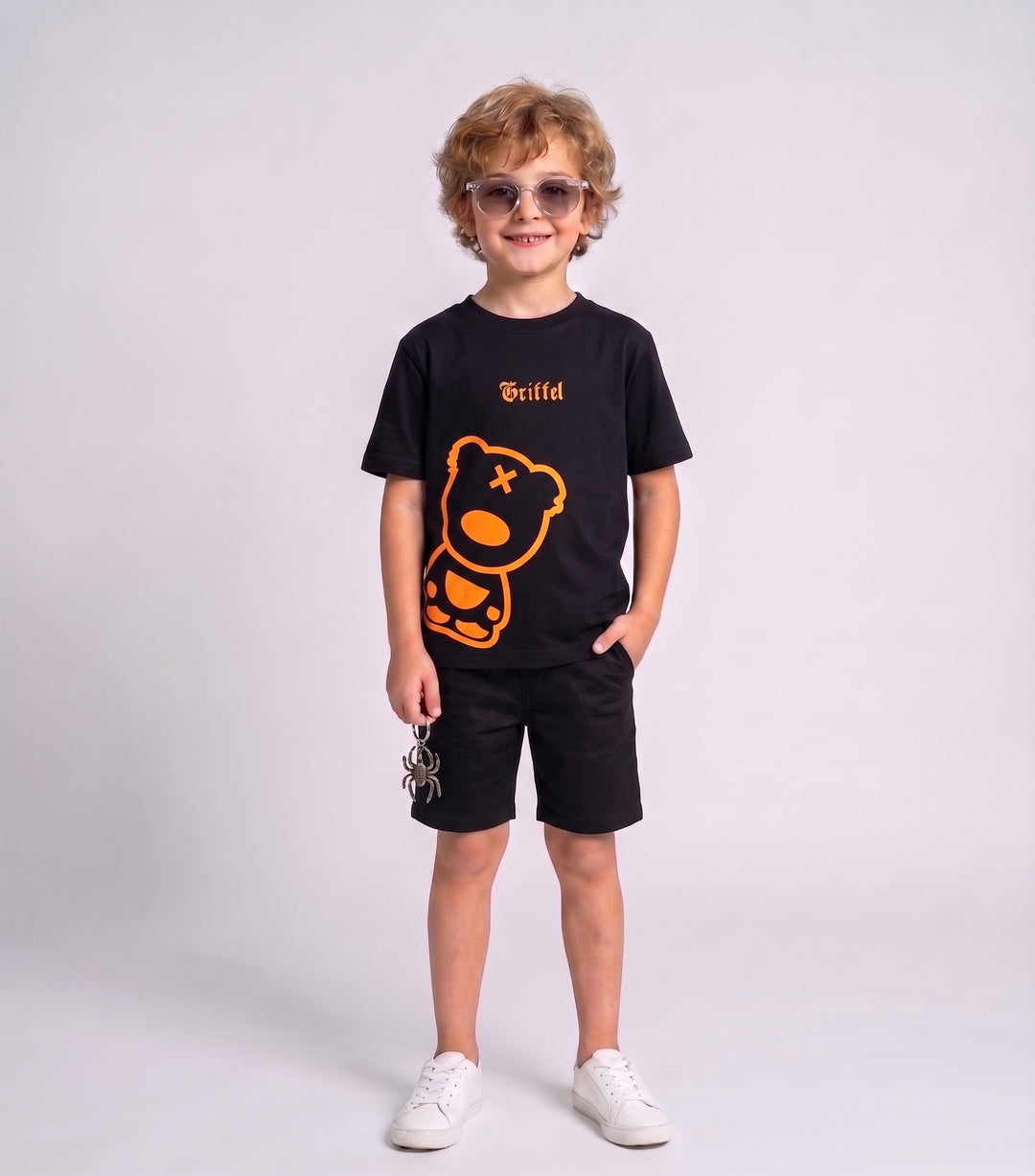 SIDE TEDDY ORANGE BOYS T-SHIRT AND SHORTS SET🧸