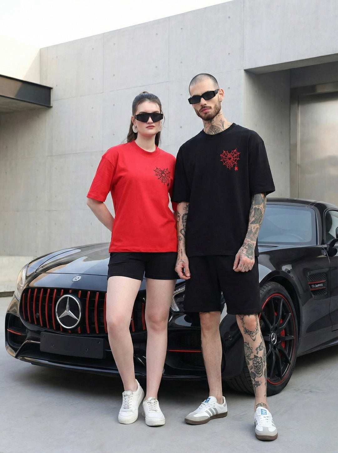 The "Toxic Love" Webbed EditionCouple Oversized T-shirt  Combo 🕸️