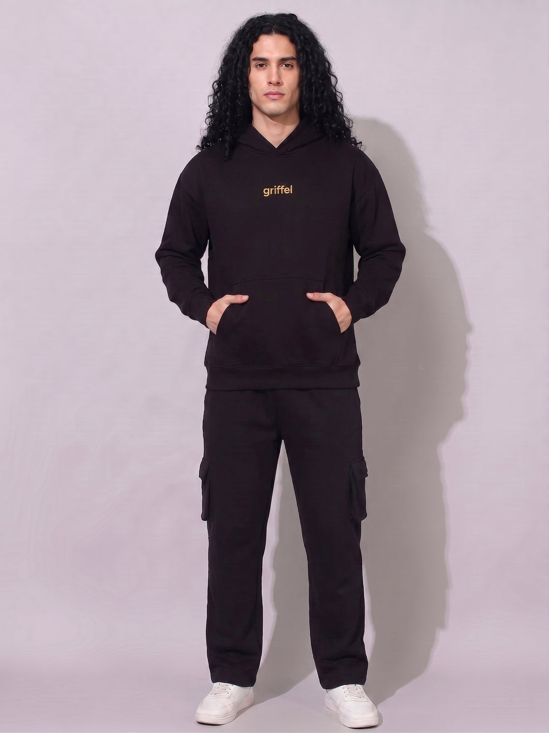 With Love Print Oversized cotton Fleece Hoodie