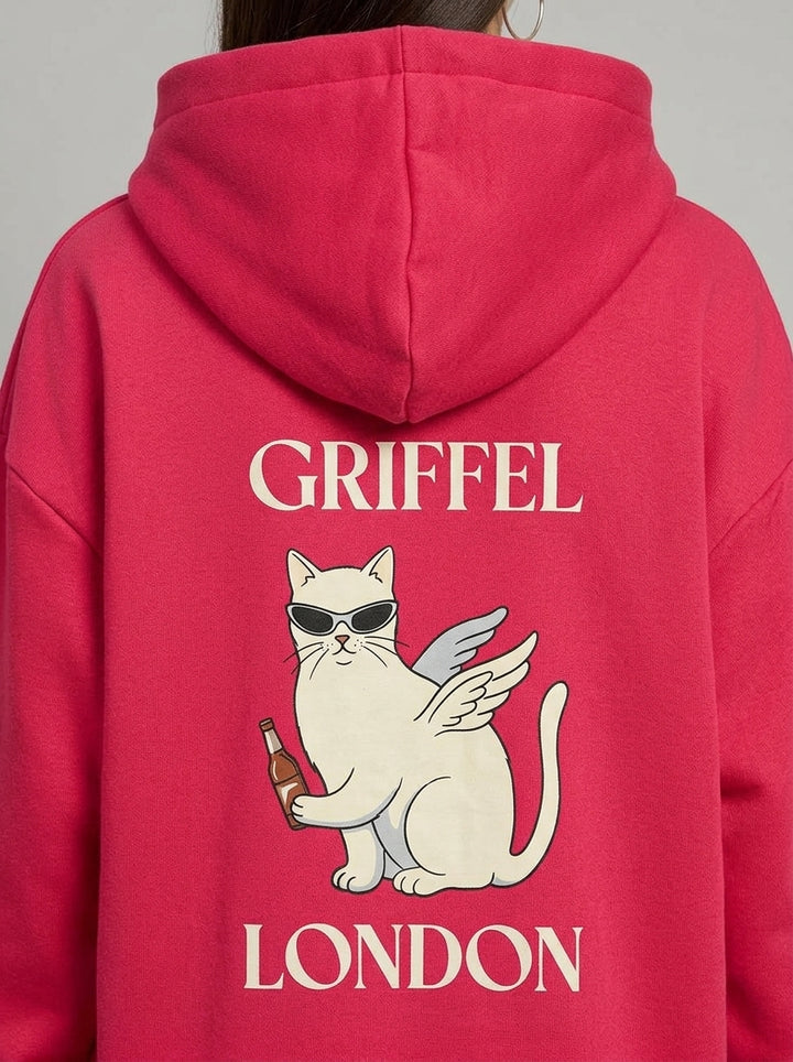 CATIEE BADDIE Oversized Cotton Fleece Pink Hoodie Women