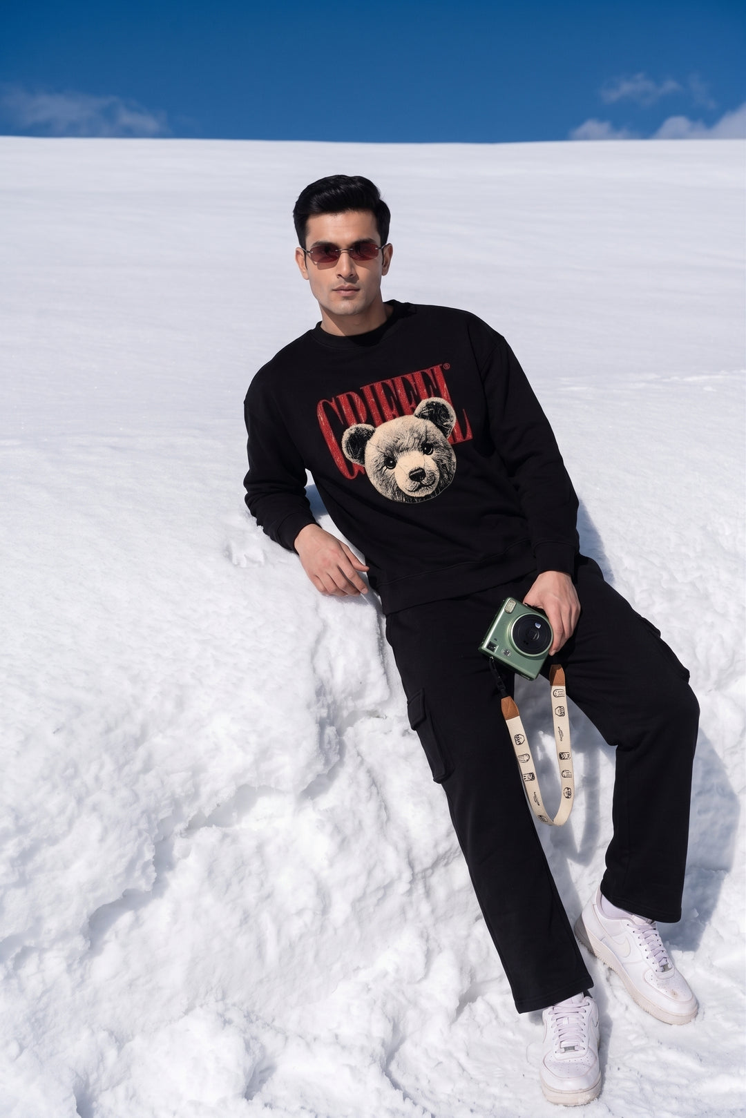 Grizzly Bear Oversized cotton Fleece Sweatshirt