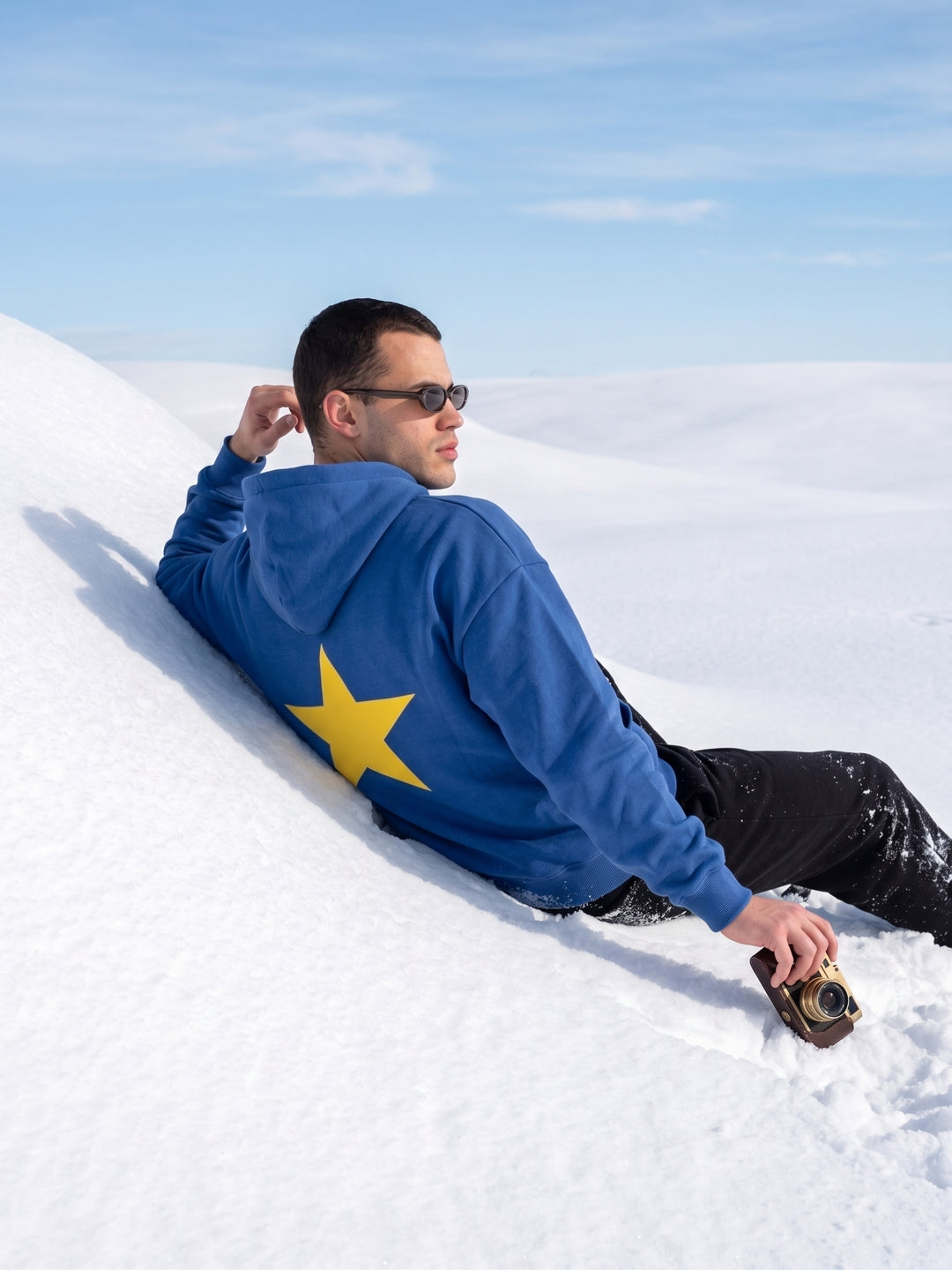 Yellow Back Star Oversized cotton Fleece Hoodie