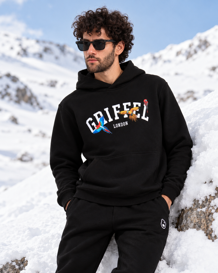 Birds Print Oversized fit Cotton Fleece Hoodie 🐦