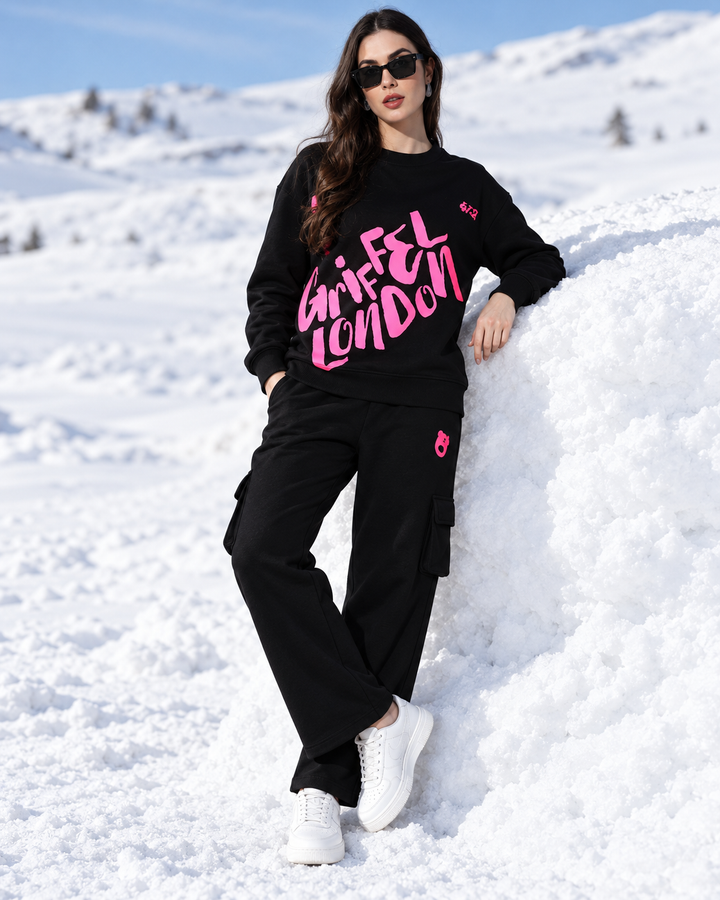 Letters Oversized Cotton Fleece round neck Tracksuit 💌