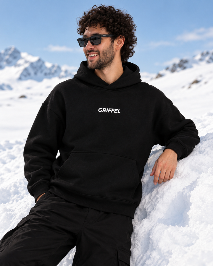 Basic Logo Print Oversized cotton Fleece Hoodie 😎