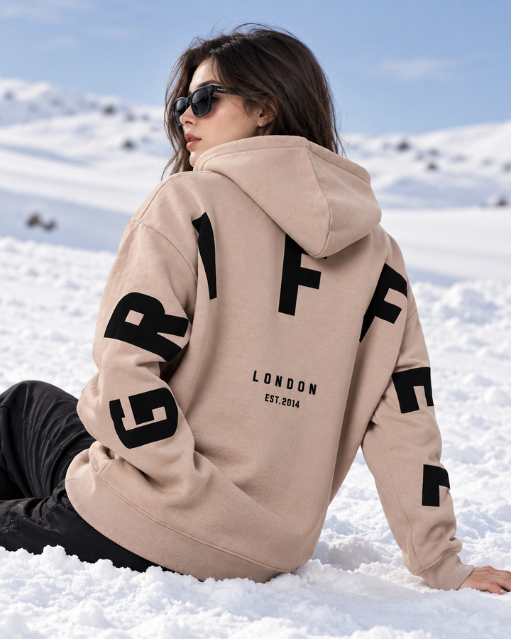 Back Griffel  Beige Cotton Fleece Oversized Hoodie 🧢