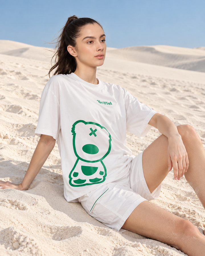 Green Side Teddy Oversized T-shirt and Shorts Set 🧸