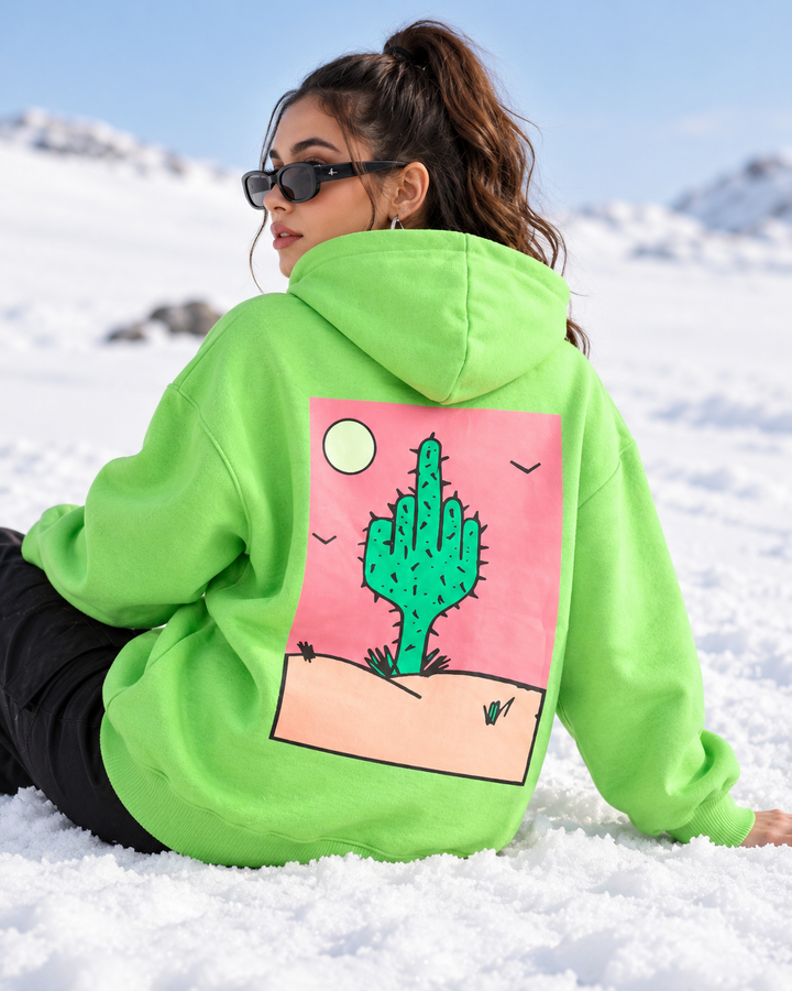 Cactus Oversized Cotton Fleece Hoodie🌵