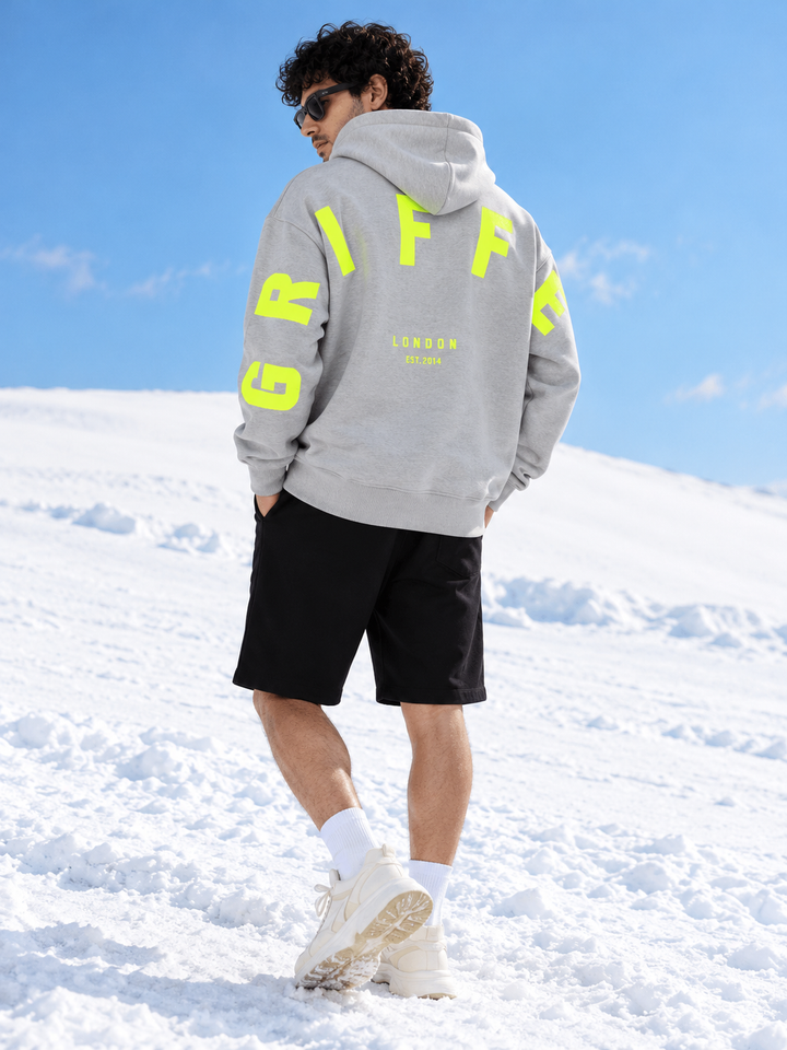 Back Griffel Grey Oversized fit Hoodie with Shorts Cotton Fleece Tracksuit 😎