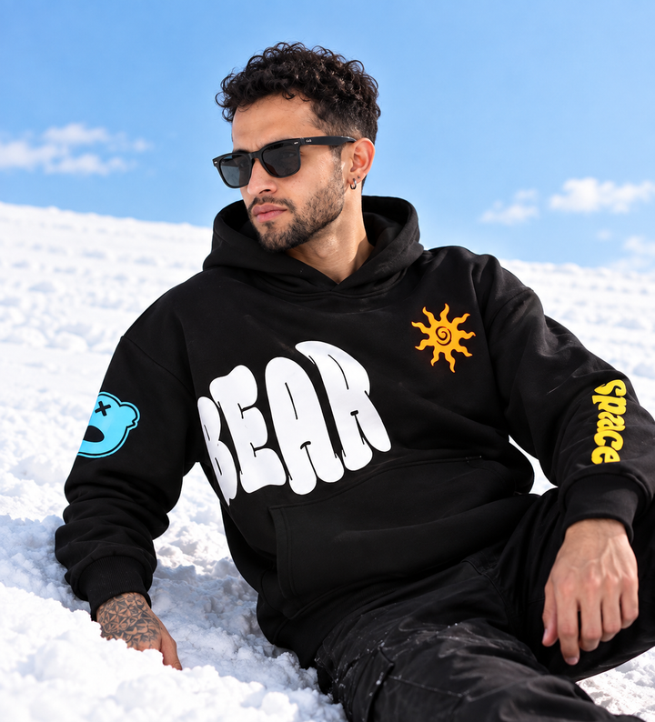 BEAR Print Oversized Cotton Fleece  Hoodie 😌