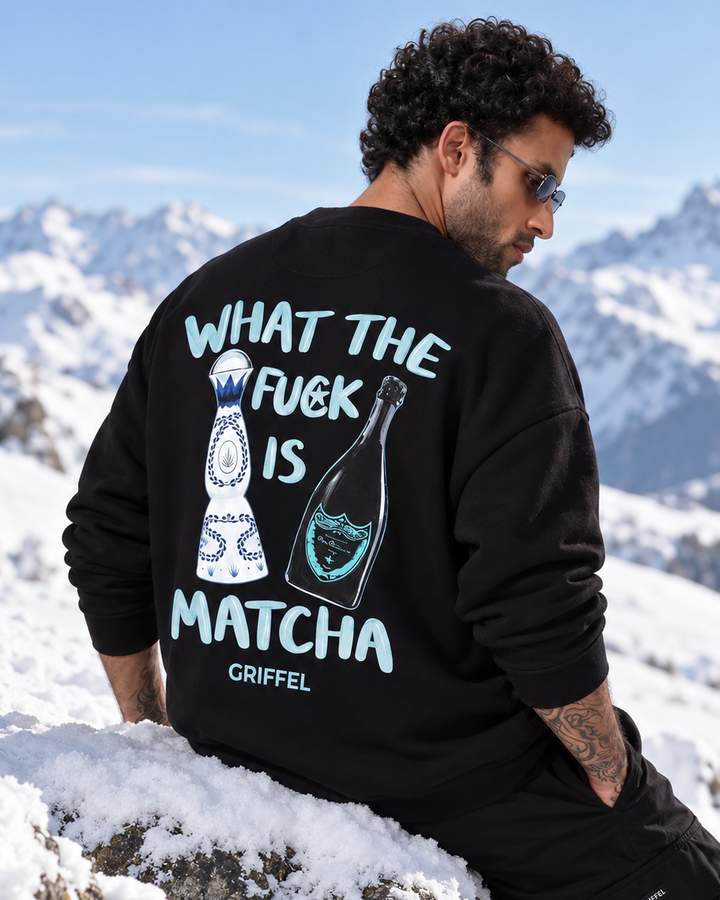 WHAT THE FCK IS MATCHA Cotton Fleece Oversized Sweatshirt 🍾