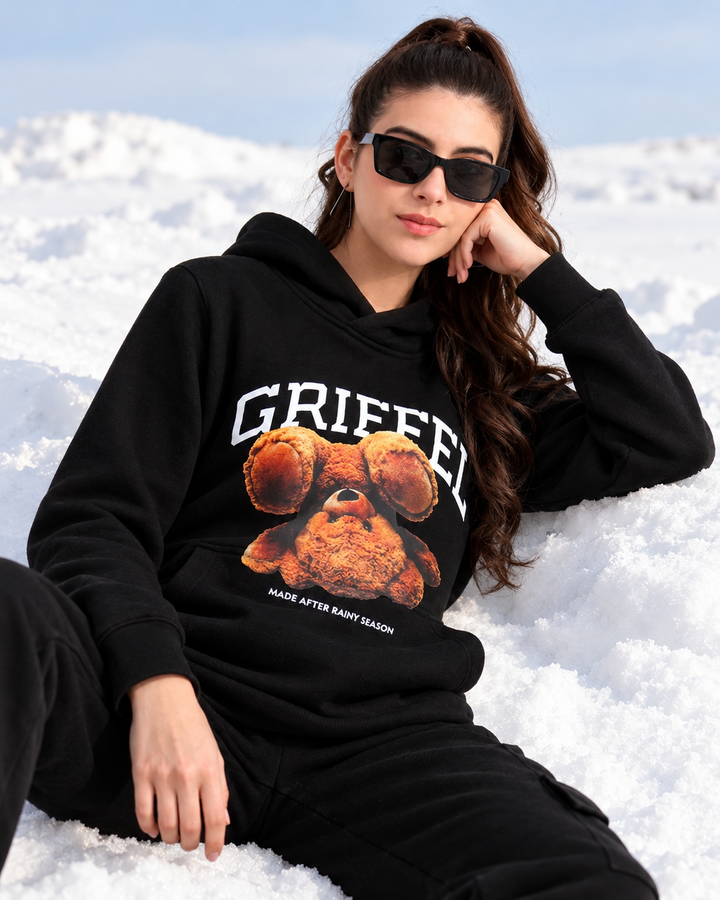 Upside down Bear Oversized Cotton Fleece Hoodie🐻