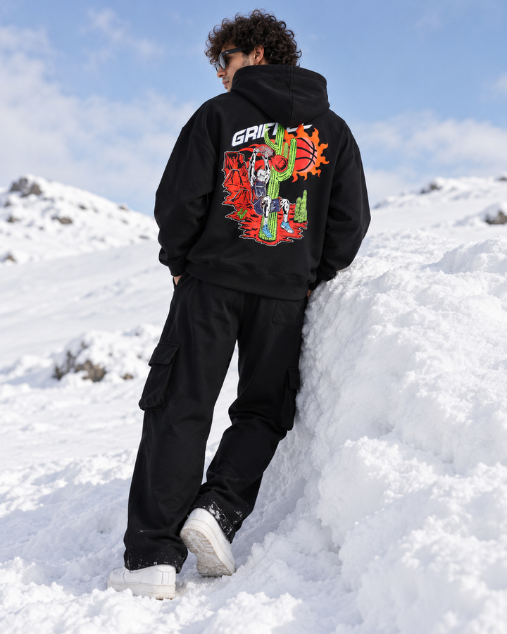 Fire Ball Oversized Cotton Fleece Hoodie Tracksuit 🏀