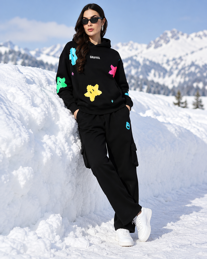 All over STARS Oversized Hoodie Cotton Fleece Tracksuit ⭐️