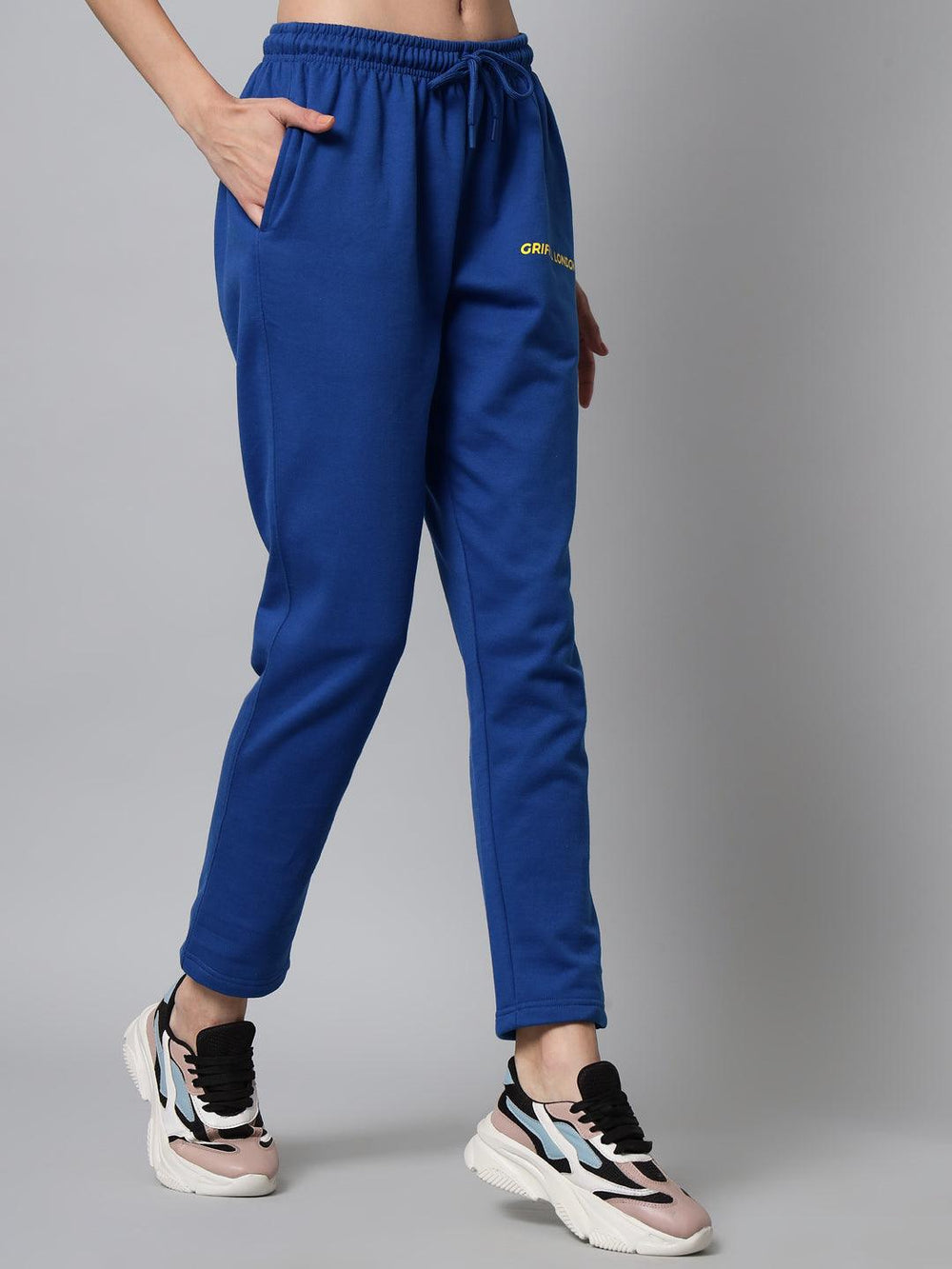 Griffel Women’s Front Logo Basic Solid Royal Trackpant - griffel