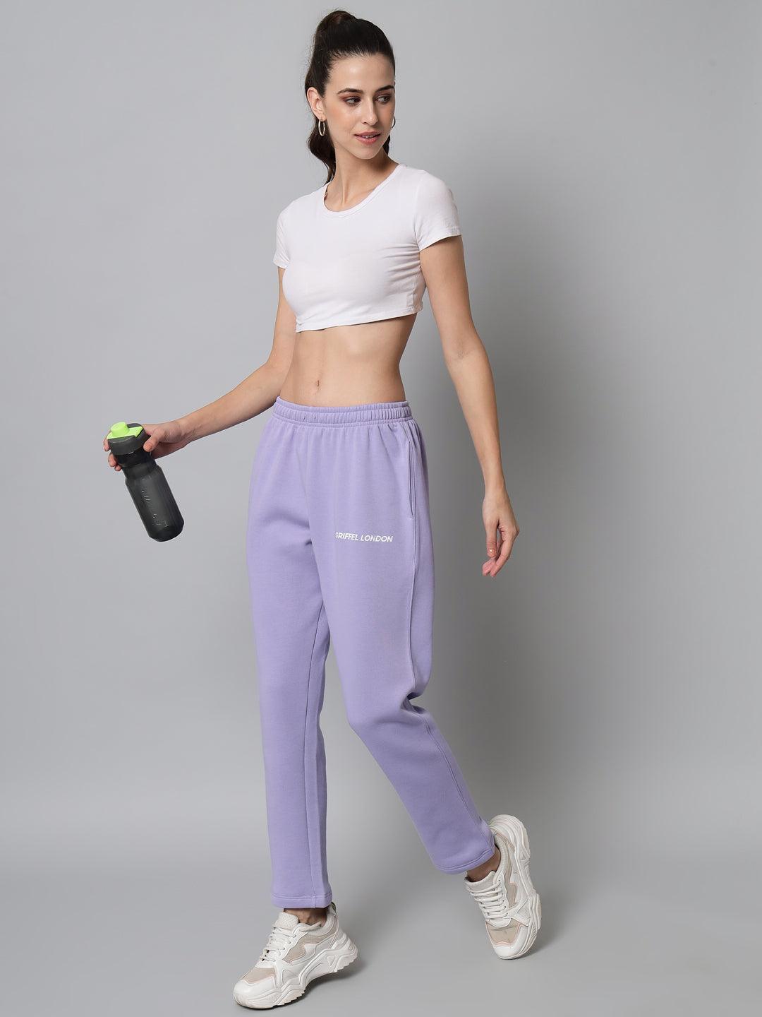 Griffel Women’s Front Logo Basic Solid Mauve Trackpant - griffel