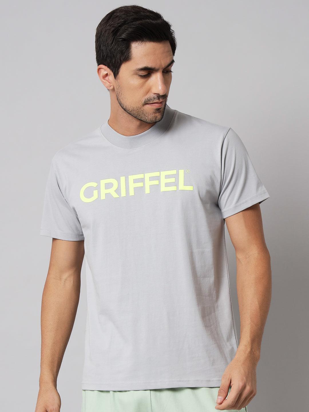 GRIFFEL Men Placement Print Grey Regular fit T-shirt - griffel
