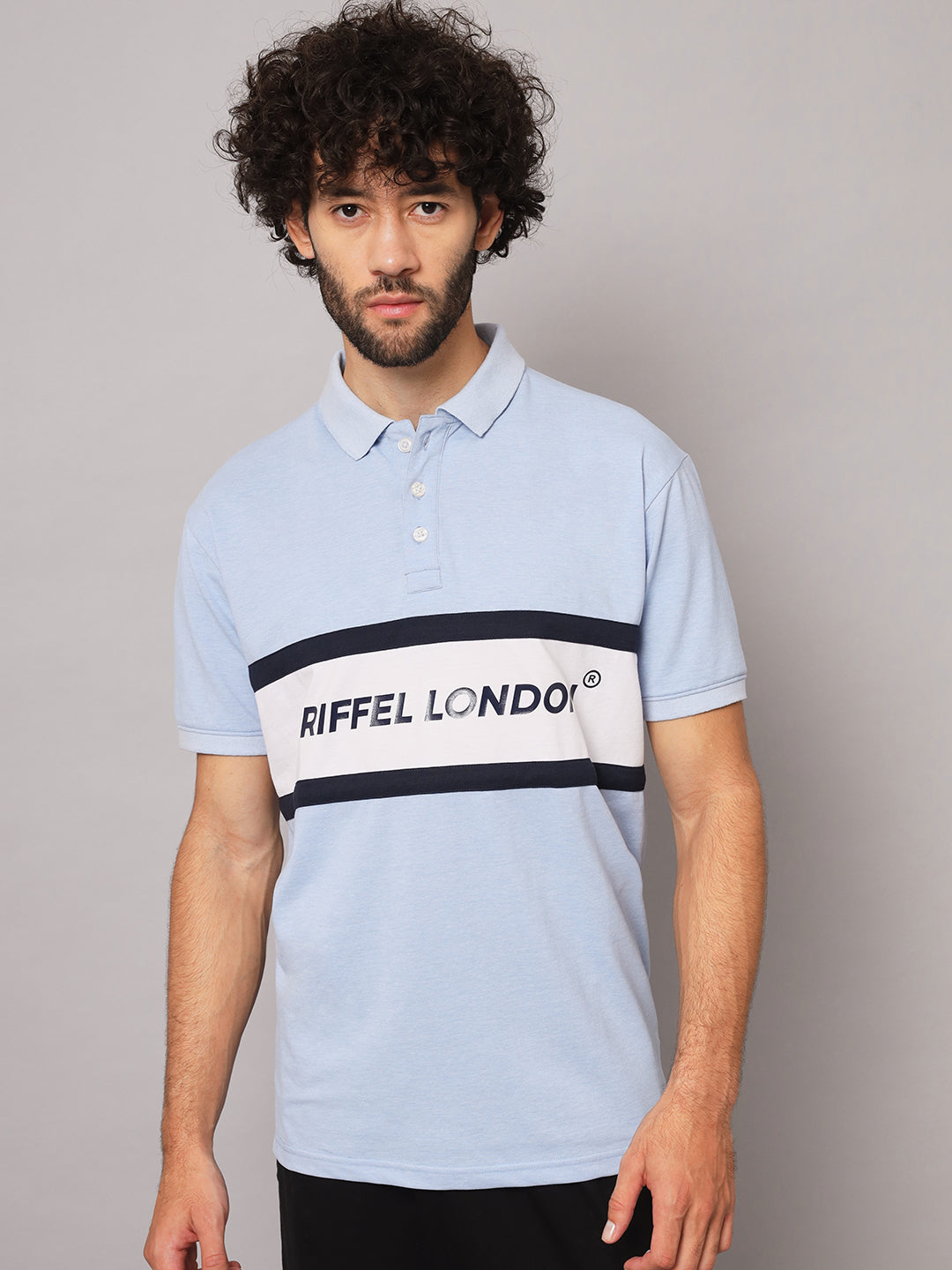 GRIFFEL Men's Sky Cotton Polo T-shirt - griffel