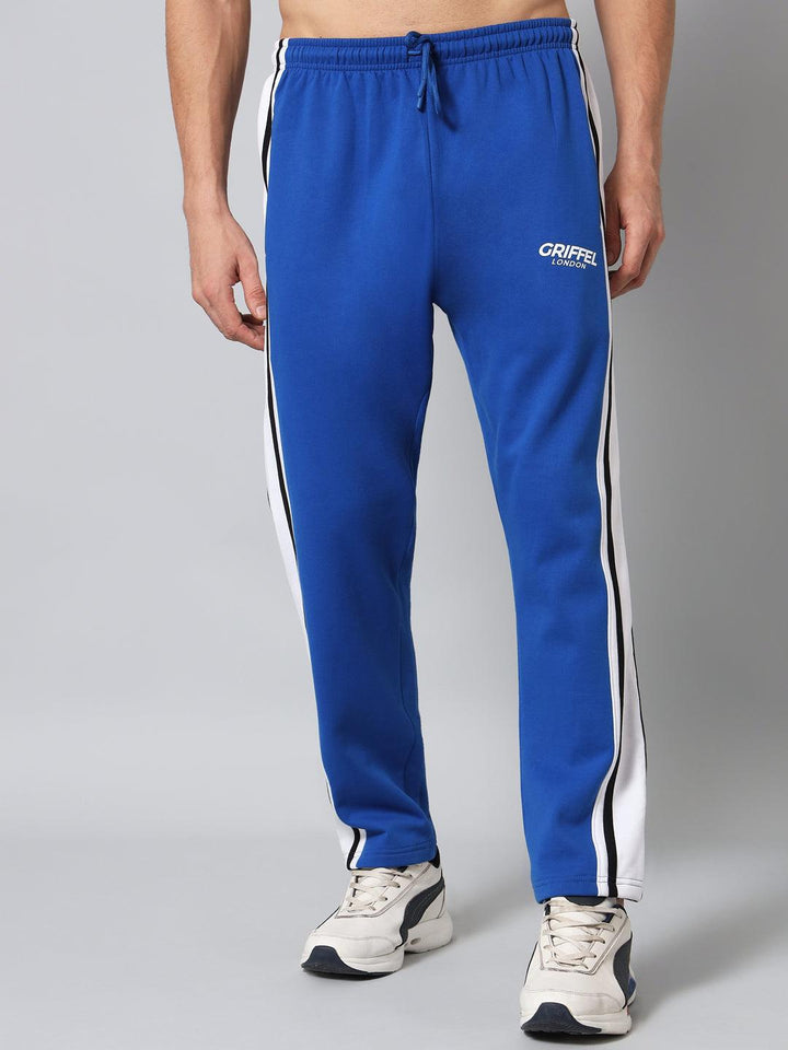 GRIFFEL Men Fleece Color Blocked Front Logo Royal Trackpants - griffel