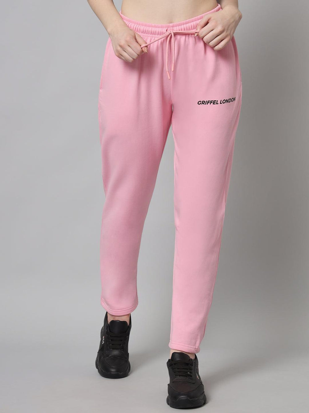 Griffel Women’s Front Logo Basic Solid Pink Trackpant - griffel