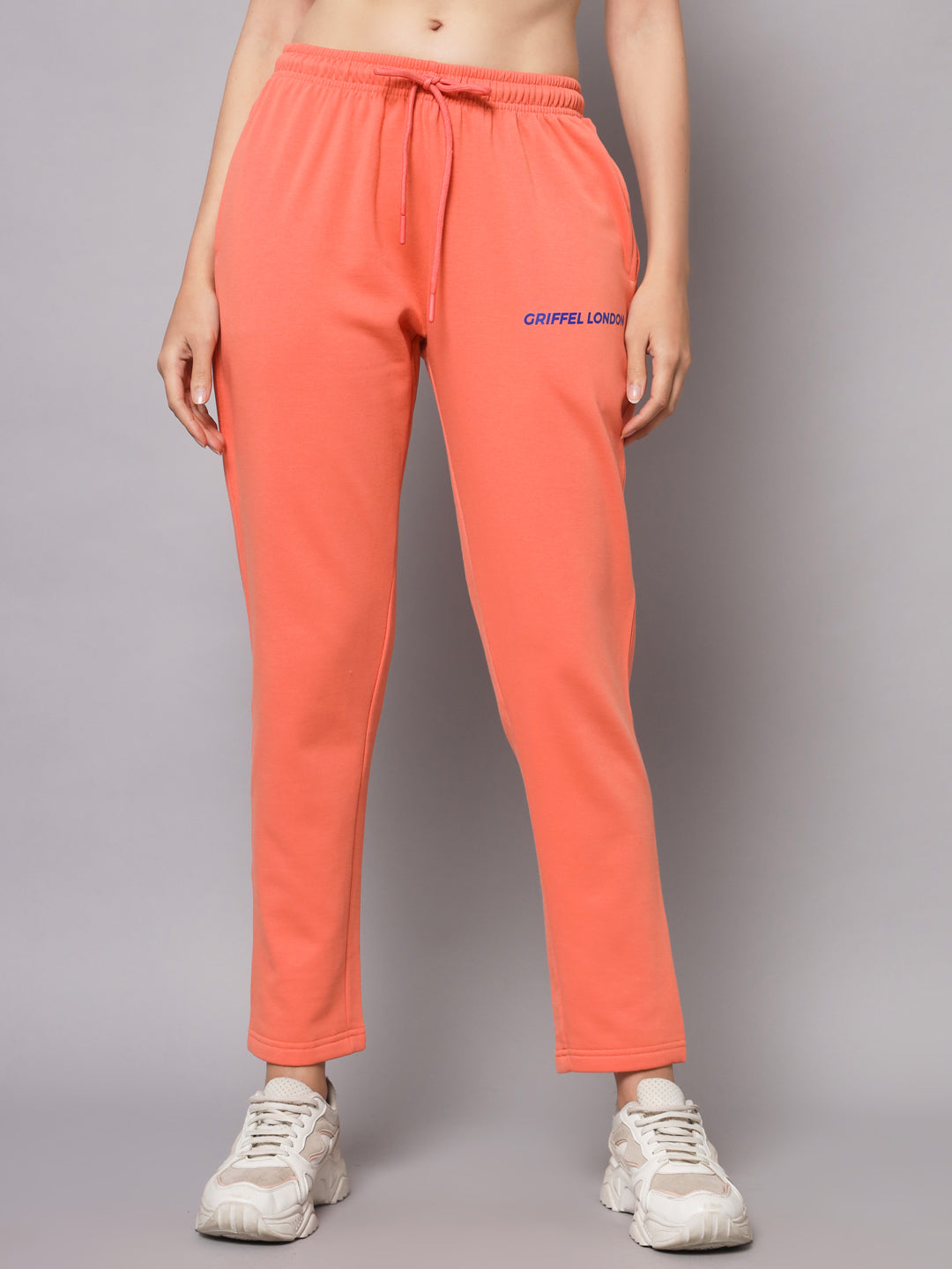 Griffel Women’s Front Logo Basic Solid Bottle Peach Trackpant - griffel